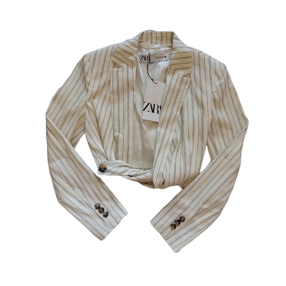 Zara Pin Striped Short Jacket Sz.XS NWT - Picture 1 of 5